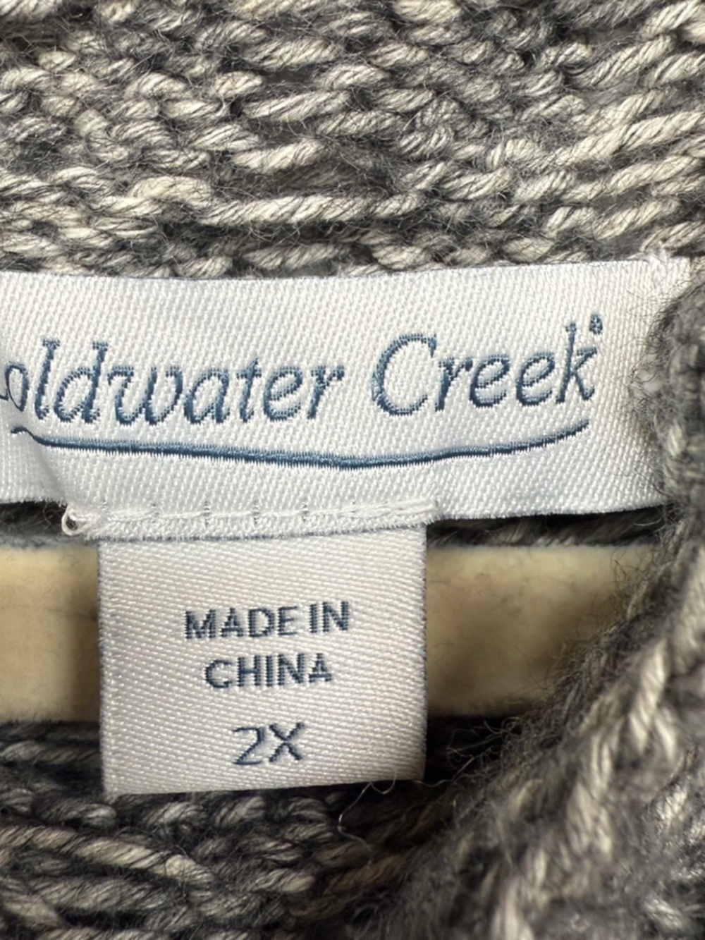 Coldwater Creek 2X Marled Grey Cable Knit Mock Neck Sweater Cotton Blend Plus - Picture 3 of 7